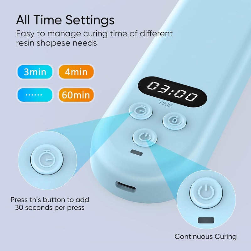 PPESULK Store Cordless UV Light for Resin Curing, Rechargeable Fast UV Light with 34 Beads and LCD Timer Display, Foldable Resin Curing Machine for Resin Molds, DIY Crafts, Jewelry Making(Blue) - Image 3